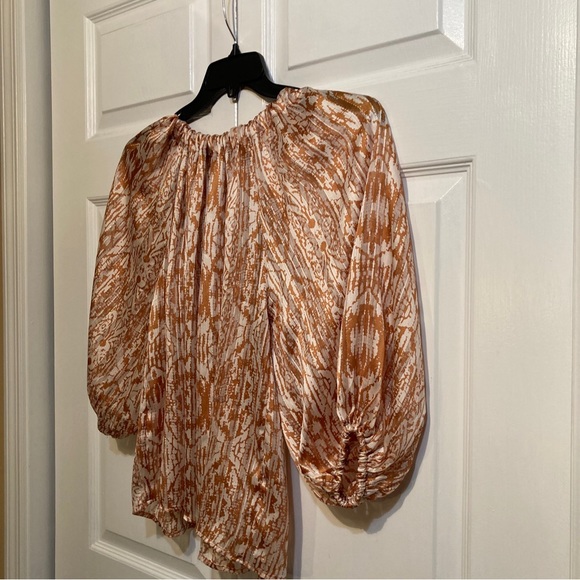 NWT VICI Collection Sheer Blouse Top Size M Medium Caramel Tie Front  WYNNONA - Picture 9 of 12